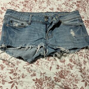 American Eagle Outfitters Light Blue Distressed Jean Shorts